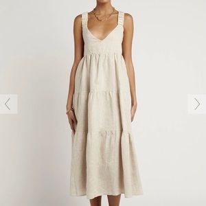 Amy Natural Linen Midi Dress from Dissh size 2